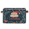 thumbnail image 1 of Yayeee Canvas Storage Basket with Handles for Shelves Fabric Bins Closet Organizer, Blue Christmas Santa, 1 of 8