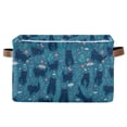 thumbnail image 1 of Yayeee Canvas Storage Basket with Handles for Shelves Fabric Bins Closet Organizer, Blue Forest Cat Pattern, 1 of 8