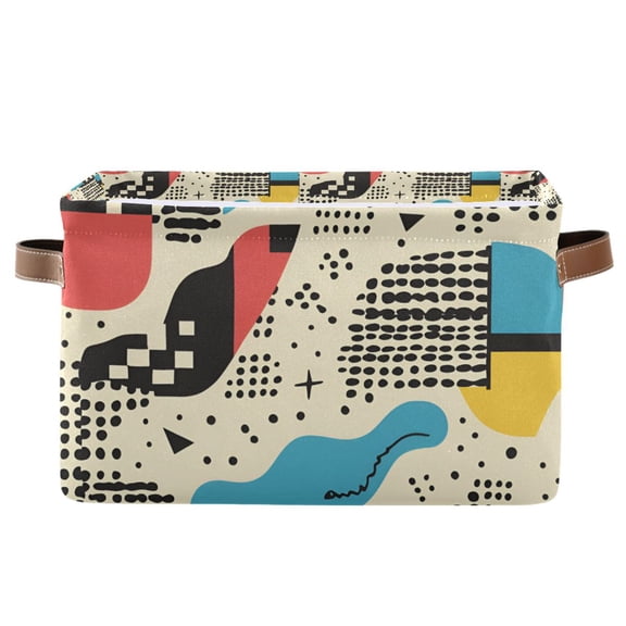 Yayeee Canvas Storage basket with Handles for Shelves Fabric Bins Closet Organizer, Blue Retro Print