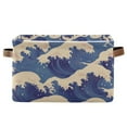 thumbnail image 1 of Yayeee Canvas Storage Basket with Handles for Shelves Fabric Bins Closet Organizer, Blue Wave Pattern, 1 of 8