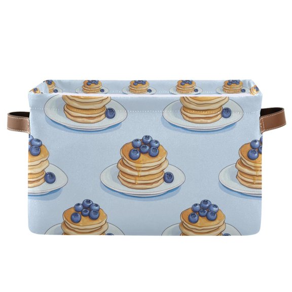Yayeee Canvas Storage Basket with Handles for Shelves Fabric Bins Closet Organizer, Blueberry Pancake Pattern