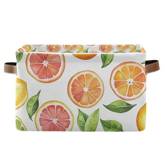 Yayeee Canvas Storage Basket with Handles for Shelves Fabric Bins Closet Organizer, Candy Orange
