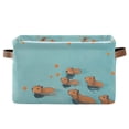 thumbnail image 1 of Yayeee Canvas Storage Basket with Handles for Shelves Fabric Bins Closet Organizer, Capybara Splash, 1 of 8