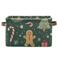 thumbnail image 1 of Yayeee Canvas Storage Basket with Handles for Shelves Fabric Bins Closet Organizer, Christmas Gingerbread, 1 of 8