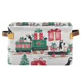 thumbnail image 1 of Yayeee Canvas Storage Basket with Handles for Shelves Fabric Bins Closet Organizer, Christmas Train, 1 of 8