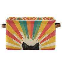 Yayeee Canvas Storage Basket with Handles for Shelves Fabric Bins Closet Organizer, Colorful Black Cat