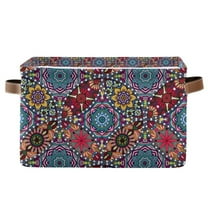 Yayeee Canvas Storage Basket with Handles for Shelves Fabric Bins Closet Organizer, Colorful Mandala Pattern