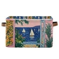 thumbnail image 1 of Yayeee Canvas Storage Basket with Handles for Shelves Fabric Bins Closet Organizer, Colorful Seaside, 1 of 8