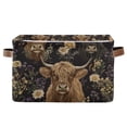 thumbnail image 1 of Yayeee Canvas Storage Basket with Handles for Shelves Fabric Bins Closet Organizer, Cows and Flowers, 1 of 8
