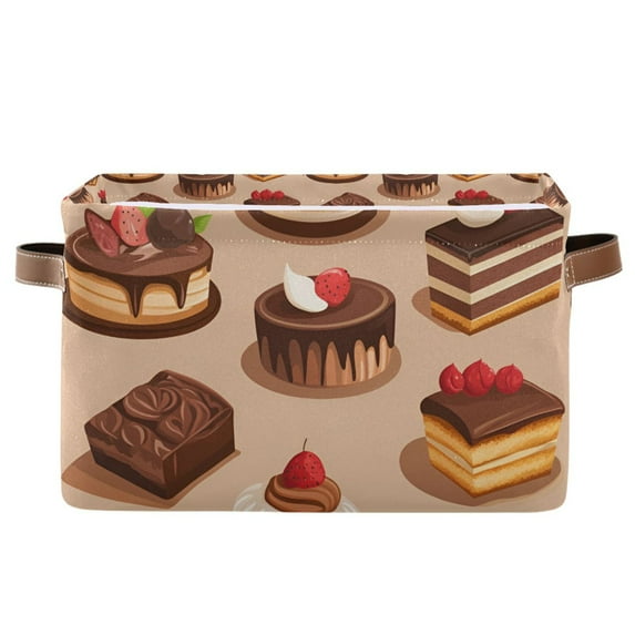 Yayeee Canvas Storage Basket with Handles for Shelves Fabric Bins Closet Organizer, Creamy Cake