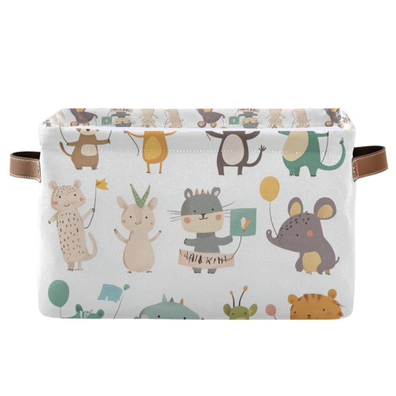 Yayeee Canvas Storage Basket with Handles for Shelves Fabric Bins Closet Organizer, Cute Animal