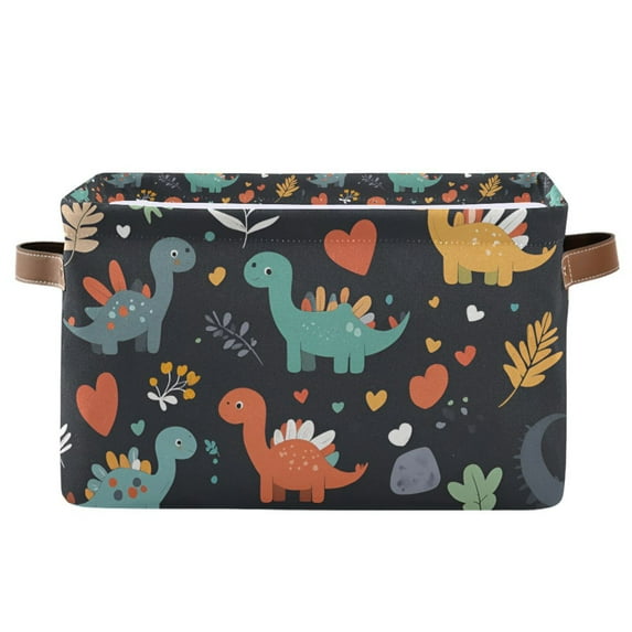 Yayeee Canvas Storage Basket with Handles for Shelves Fabric Bins Closet Organizer, Cute Dinosaur