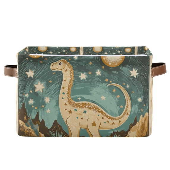 Yayeee Canvas Storage Basket with Handles for Shelves Fabric Bins Closet Organizer, Dinosaur with Stars