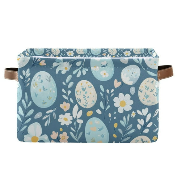 Yayeee Canvas Storage Basket with Handles for Shelves Fabric Bins Closet Organizer, Easter Eggs