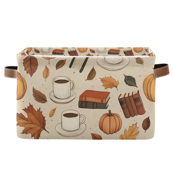 Yayeee Canvas Storage Basket with Handles for Shelves Fabric Bins Closet Organizer, Fall Book