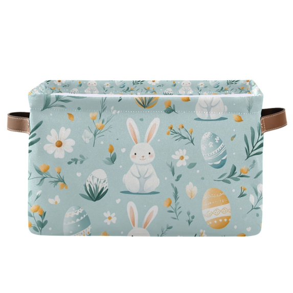 Yayeee Canvas Storage Basket with Handles for Shelves Fabric Bins Closet Organizer, Floral Easter