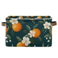 thumbnail image 1 of Yayeee Canvas Storage Basket with Handles for Shelves Fabric Bins Closet Organizer, Floral Oranges, 1 of 8