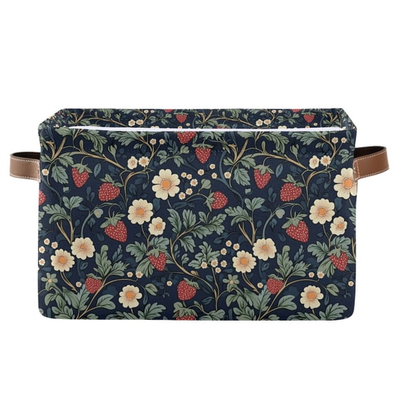 Yayeee Canvas Storage Basket with Handles for Shelves Fabric Bins Closet Organizer, Floral Raspberry Pattern