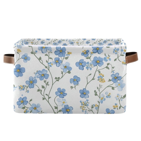 Yayeee Canvas Storage Basket with Handles for Shelves Fabric Bins Closet Organizer, Forget Me Not