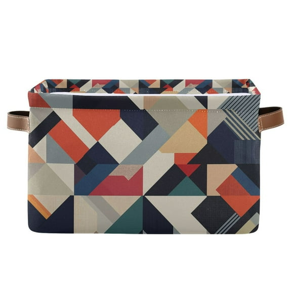 Yayeee Canvas Storage Basket with Handles for Shelves Fabric Bins Closet Organizer, Geometric Pattern