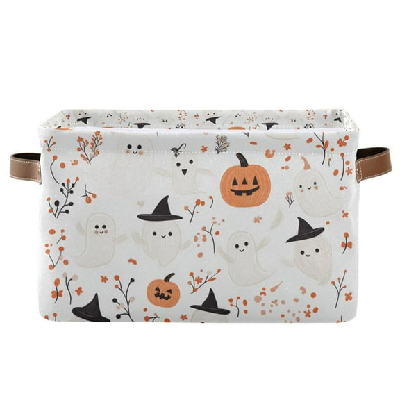 Yayeee Canvas Storage Basket with Handles for Shelves Fabric Bins Closet Organizer, Ghost Design
