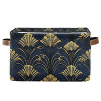 Yayeee Canvas Storage Basket with Handles for Shelves Fabric Bins Closet Organizer, Gold Art Pattern