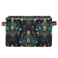 thumbnail image 1 of Yayeee Canvas Storage Basket with Handles for Shelves Fabric Bins Closet Organizer, Gold Peacock Pattern, 1 of 8