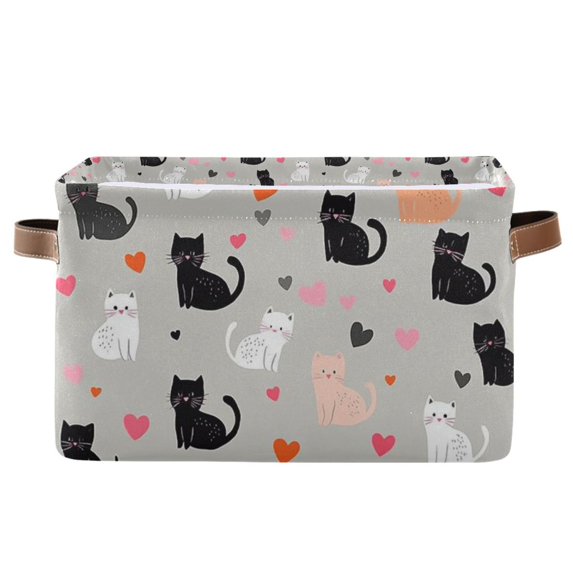 Yayeee Canvas Storage Basket with Handles for Shelves Fabric Bins Closet Organizer, Gray Cartoon Pattern