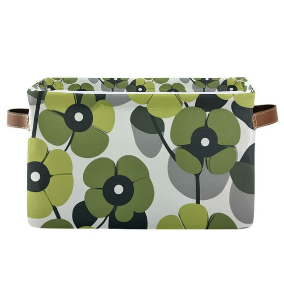 Yayeee Canvas Storage Basket with Handles for Shelves Fabric Bins Closet Organizer, Gray Floral