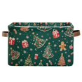 thumbnail image 1 of Yayeee Canvas Storage Basket with Handles for Shelves Fabric Bins Closet Organizer, Green Christmas Gingerbread, 1 of 8
