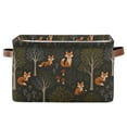 thumbnail image 1 of Yayeee Canvas Storage Basket with Handles for Shelves Fabric Bins Closet Organizer, Green Forest Fox Pattern, 1 of 8