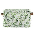 thumbnail image 1 of Yayeee Canvas Storage Basket with Handles for Shelves Fabric Bins Closet Organizer, Green Leafy Pattern, 1 of 8