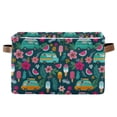 thumbnail image 1 of Yayeee Canvas Storage Basket with Handles for Shelves Fabric Bins Closet Organizer, Green Vibrant Truck Pattern, 1 of 8