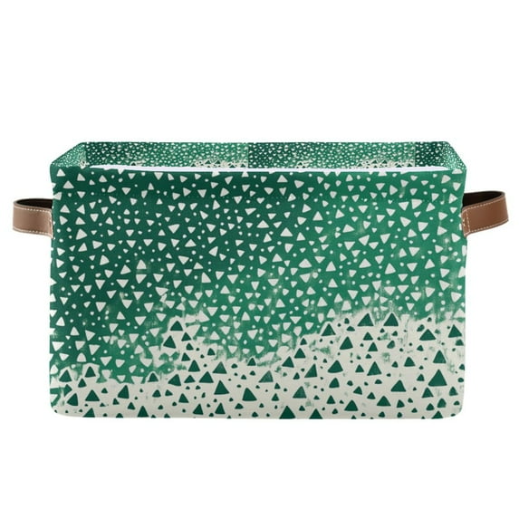 Yayeee Canvas Storage Basket with Handles for Shelves Fabric Bins Closet Organizer, Green and White Pattern