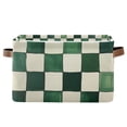 thumbnail image 1 of Yayeee Canvas Storage Basket with Handles for Shelves Fabric Bins Closet Organizer, Green and White Plaid Pattern, 1 of 8