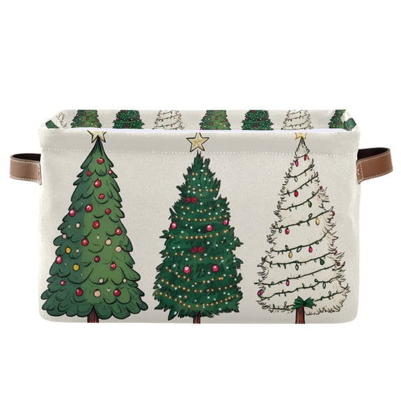 Yayeee Canvas Storage Basket with Handles for Shelves Fabric Bins Closet Organizer, Hand Drawn Christmas Stars