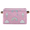thumbnail image 1 of Yayeee Canvas Storage Basket with Handles for Shelves Fabric Bins Closet Organizer, Ice Cream Rainbow Pattern, 1 of 8