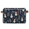 thumbnail image 1 of Yayeee Canvas Storage Basket with Handles for Shelves Fabric Bins Closet Organizer, Jolly Snowman, 1 of 8