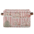 thumbnail image 1 of Yayeee Canvas Storage Basket with Handles for Shelves Fabric Bins Closet Organizer, Light Green Christmas Houses, 1 of 8