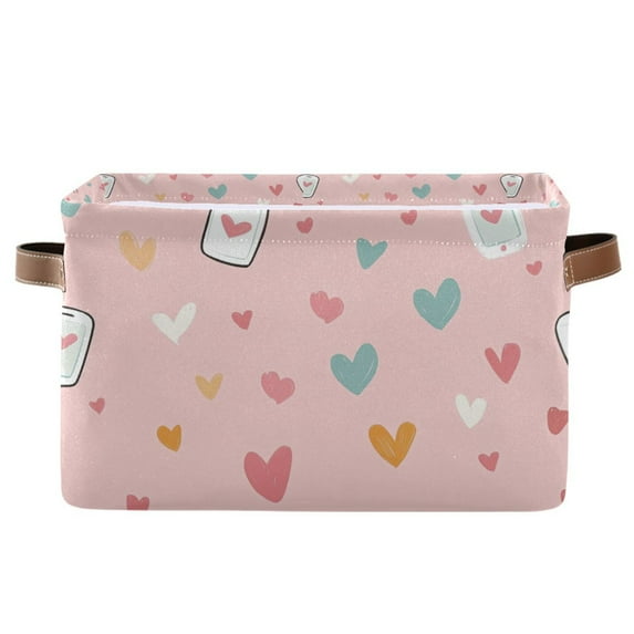 Yayeee Canvas Storage Basket with Handles for Shelves Fabric Bins Closet Organizer, Love in The Air