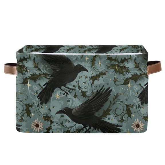 Yayeee Canvas Storage Basket with Handles for Shelves Fabric Bins Closet Organizer, Mystic Crows Pattern