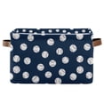 thumbnail image 1 of Yayeee Canvas Storage Basket with Handles for Shelves Fabric Bins Closet Organizer, Navy Blue Baseball Pattern, 1 of 8