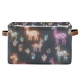 thumbnail image 1 of Yayeee Canvas Storage Basket with Handles for Shelves Fabric Bins Closet Organizer, Neon Llamas Pattern, 1 of 8