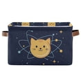 thumbnail image 1 of Yayeee Canvas Storage Basket with Handles for Shelves Fabric Bins Closet Organizer, Orange Cat Planet, 1 of 8