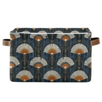 Yayeee Canvas Storage Basket with Handles for Shelves Fabric Bins Closet Organizer, Orange Elegant Geometric