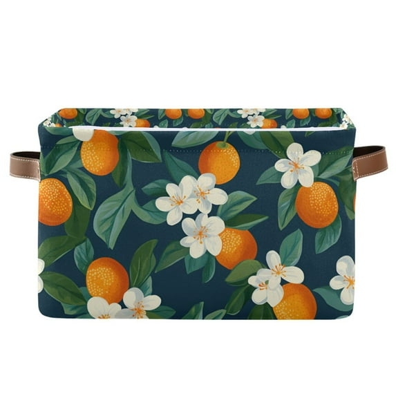 Yayeee Canvas Storage Basket with Handles for Shelves Fabric Bins Closet Organizer, Orange Fruit