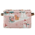 thumbnail image 1 of Yayeee Canvas Storage Basket with Handles for Shelves Fabric Bins Closet Organizer, Pink Christmas Snowman, 1 of 8