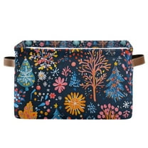 Yayeee Canvas Storage Basket with Handles for Shelves Fabric Bins Closet Organizer, Pink Christmas Splendor