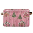 thumbnail image 1 of Yayeee Canvas Storage Basket with Handles for Shelves Fabric Bins Closet Organizer, Pink Gingerbread House, 1 of 8