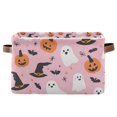 thumbnail image 1 of Yayeee Canvas Storage Basket with Handles for Shelves Fabric Bins Closet Organizer, Pink Halloween Ghosts, 1 of 8